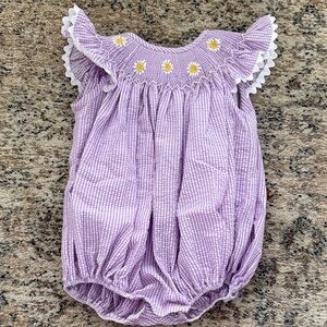 Stitchy Fish Smocked Bubble- Size 9mos